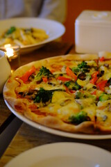 pizza with mushrooms and cheese