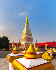 Naklejka premium Pagoda of Wat Phra That Renu in Renu Nakhon Dridtrict, Nakhon Phanom,Thailand