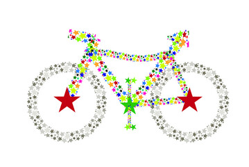 colorful bicycle format with star vector