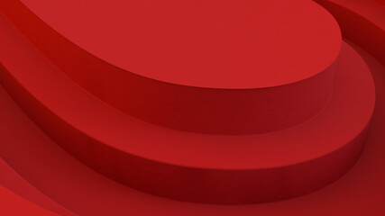 Abstract red background with rounded
recesses. Minimalist composition with flow lines. 3d render.