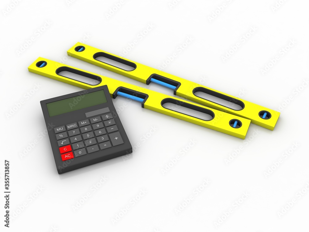 Poster 3d rendering hardware level tool with calculator