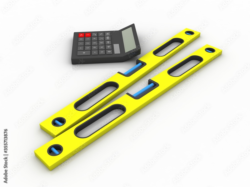 Poster 3d rendering hardware level tool with calculator