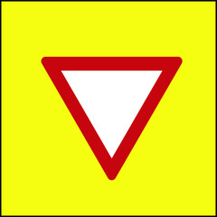 Illustration of traffic sign to represent 'GIVE WAY'.