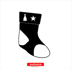 Christmas socks icon.Flat design style vector illustration for graphic and web design.