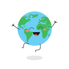 Happy cartoon Earth planet character vector illustration