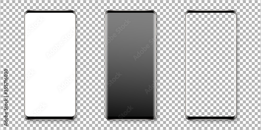 Poster realistic smartphone display mockup set. smartphone mockup isolated on transparent background. reali