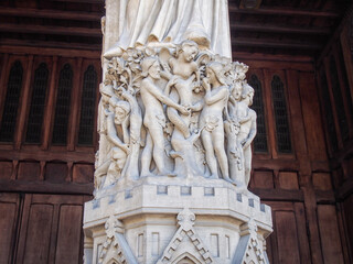 Adam and Eve statues on the western faсade of the Notre-Dame de Paris.