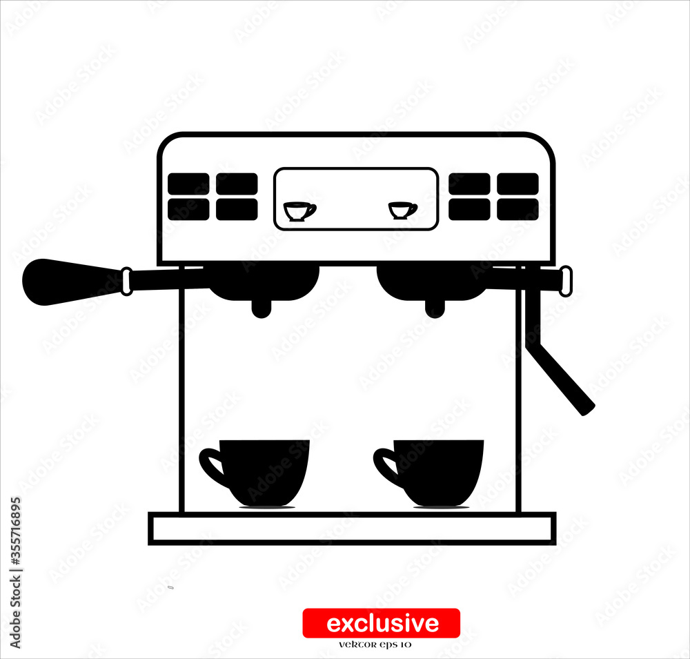 Poster coffee machine icon.flat design style vector illustration for graphic and web design.