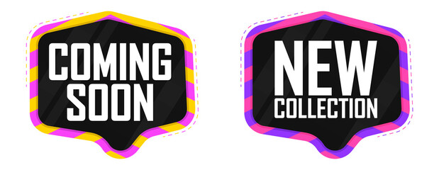 Obraz premium Coming Soon and New Collection banner design template, vector illustration