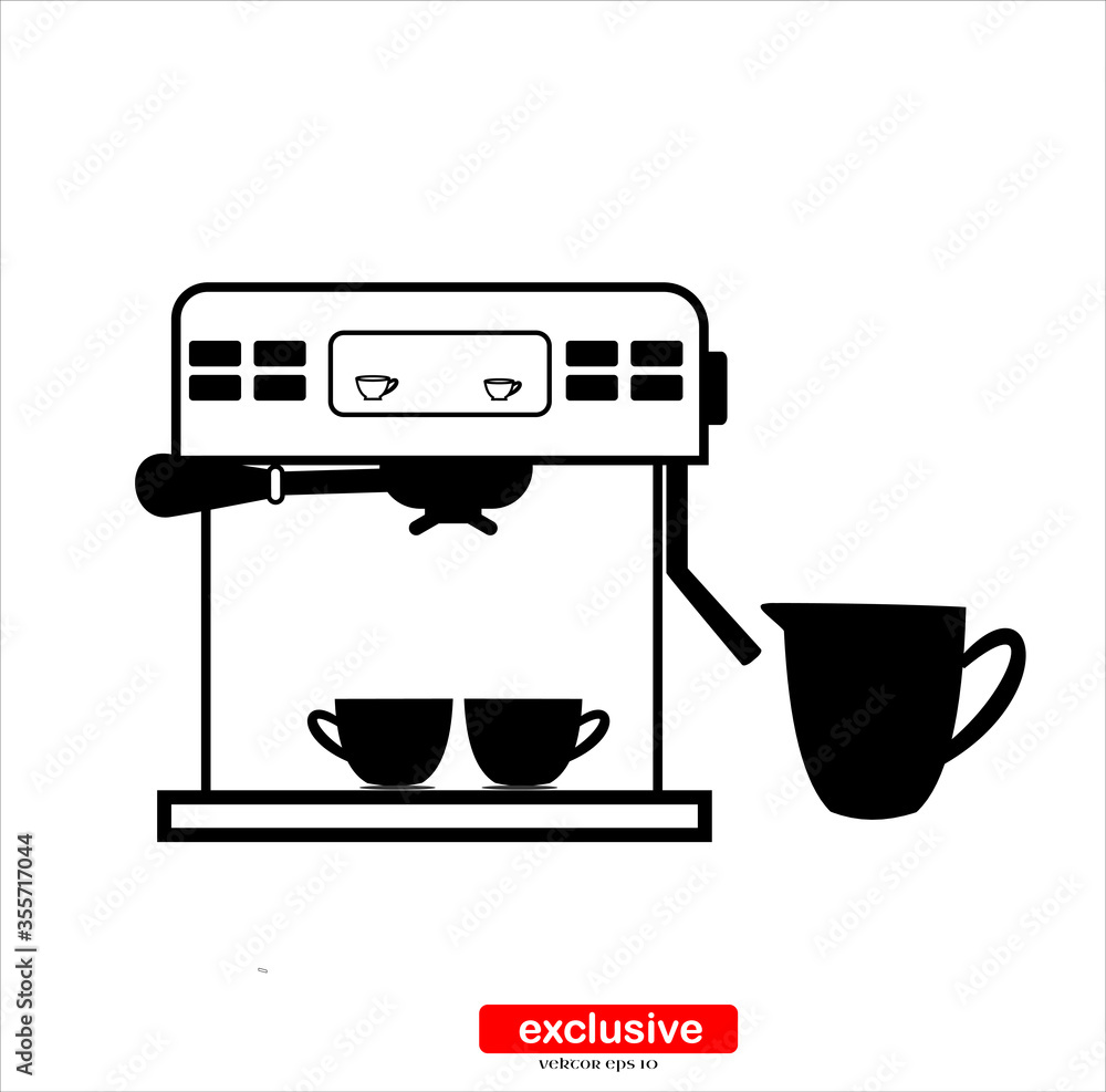 Poster coffee machine icon.Flat design style vector illustration for graphic and web design.