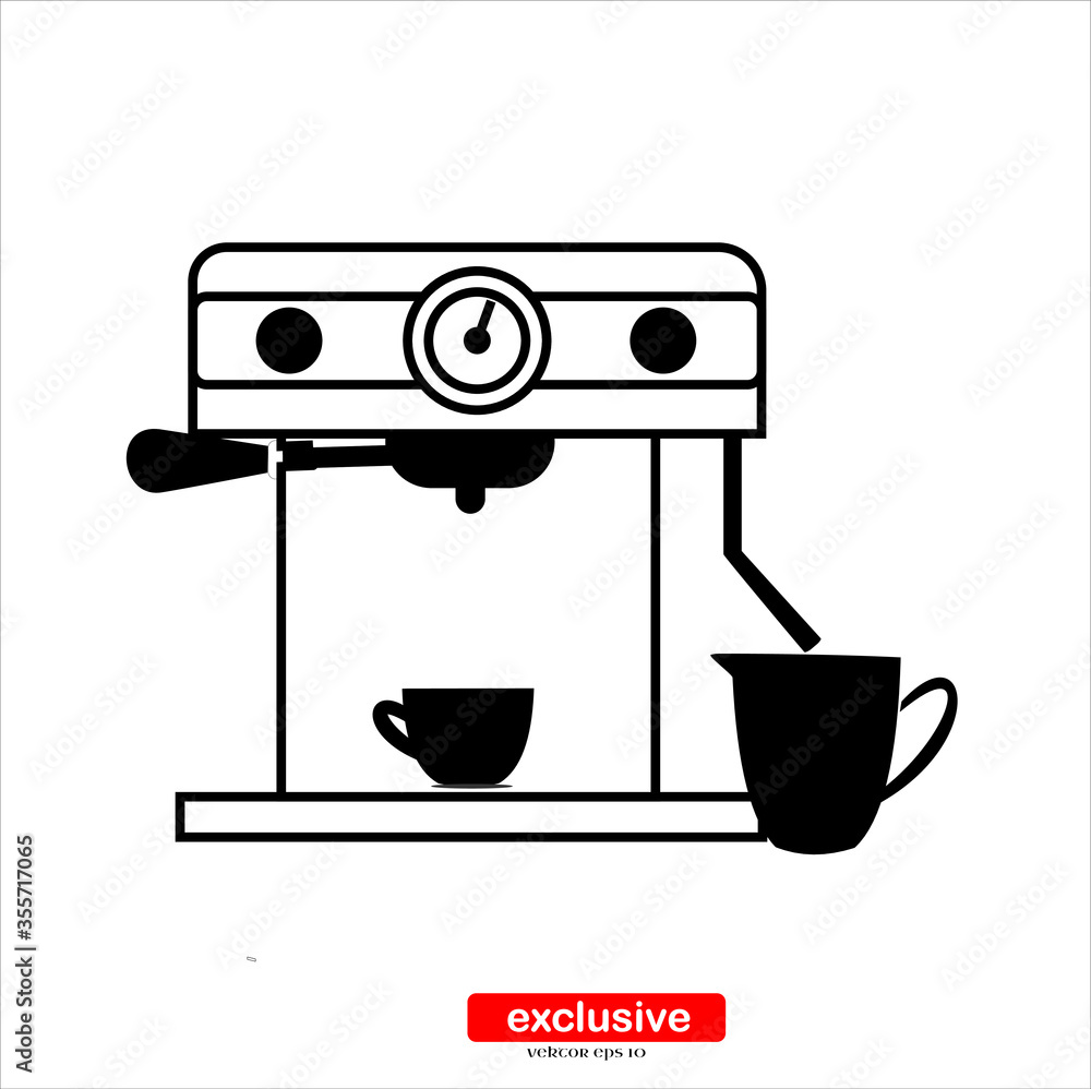 Poster coffee machine icon.flat design style vector illustration for graphic and web design.