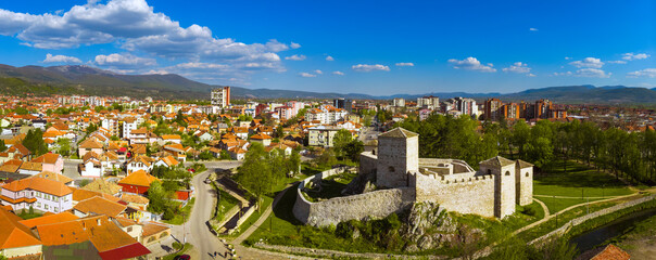 Fototapeta na wymiar Aerial view of medieval fortress Pirot, in Pirot town in Serbia