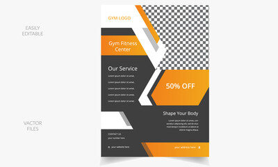 Orange Color Elegant Gym Fitness Flyer Template