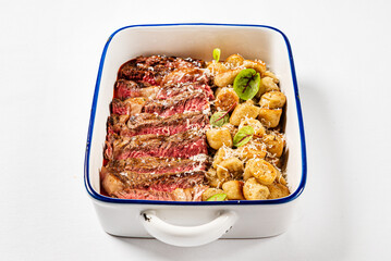 beef steak with roasted potatoes
