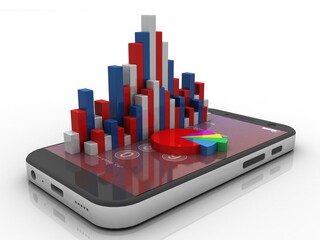 3d rendering Stock market online business concept. business Graph on mobile