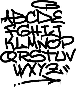 Urban spray graffiti font. Hand lettering typography. White background.