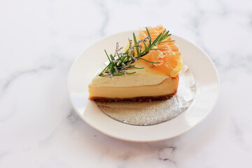 Honey lemon cake for snack or coffee on the Marble floor.