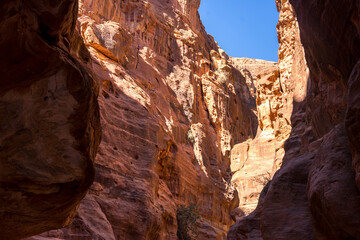 The Siq, the narrow slot-canyon entrance to the Petra
