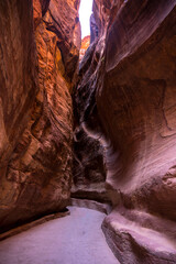 The Siq, the narrow slot-canyon entrance to the Petra