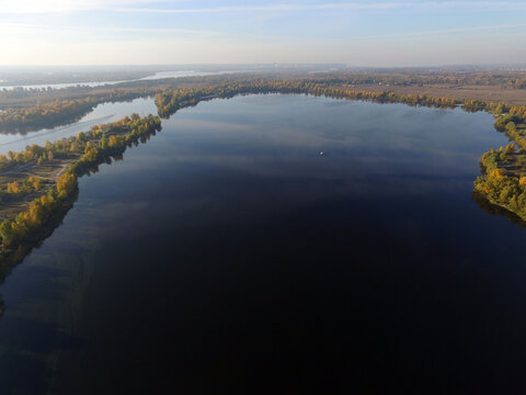 Aerial view of the saburb landscape (drone image). Near Kiev © Sergey Kamshylin
