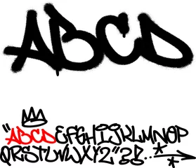 Foto op Canvas Spray graffiti tagging lettertype. Letters & 39 & 39 A& 39 & 39 , & 39 & 39 B& 39 & 39 , & 39 & 39 C& 39 & 39 , & 39 & 39 D& 39 & 39 . Deel 1 © Dusan
