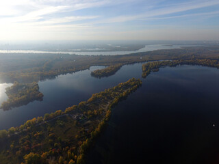 Aerial view of the saburb landscape (drone image). Near Kiev