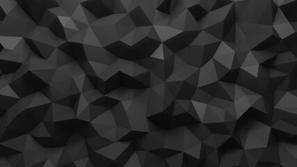 3d rendering abstract polygonal surface in black. Low poly background, smooth wavy motion animation. Minimal geometric design. - Powered by Adobe