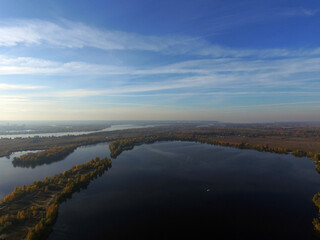 Aerial view of the saburb landscape (drone image). Near Kiev
