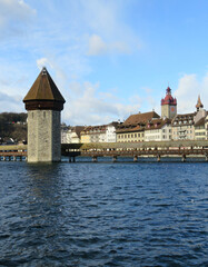  View of the famous Chapel Bridge in Lucerne