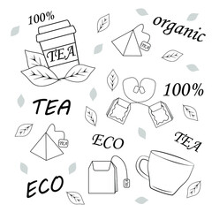 Tea set. Flat illustration. Tea time