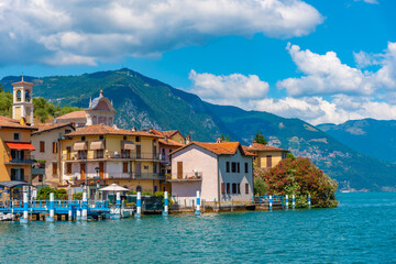 Carzano village on Monte Isola island at Iseo lake in Italy