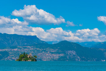Palace on Isola di Loreto on Iseo lake in Italy
