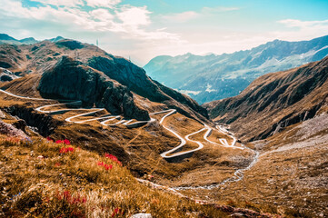 Mountains and nature of Switzerland. Travel and hobby concepts. Maloja Serpentine Trail. Maloja...