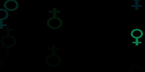 Dark Blue, Green vector backdrop with woman's power symbols.