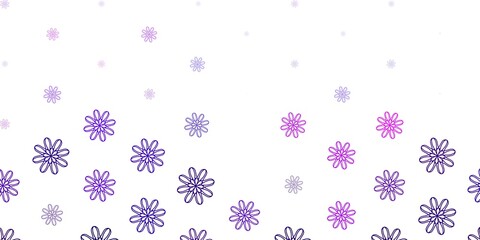 Light Purple vector doodle pattern with flowers.