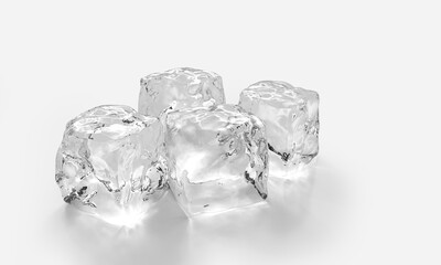 3D rendering white ice on a white background