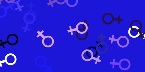 Light Purple vector background with woman symbols.