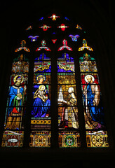 Quimper, France. Stained Glass Window in Saint-Corentin Cathedral