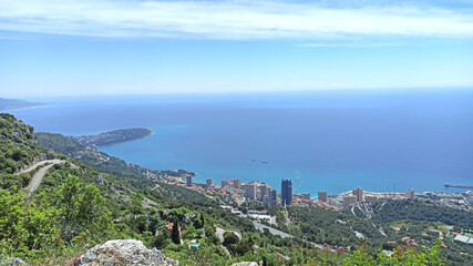 Fototapeta premium Panorama et paysage sur la Côte d'Azur et Monaco Landscape on French Riviera and Monaco