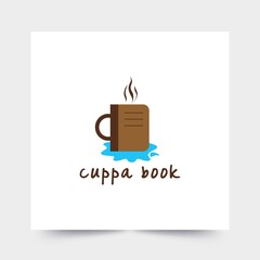 Simple and creative cup and book logos