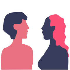 
Illustration with black man woman relationship distance on white background for fashion lifestyle design. Cartoon vector background Happy family. Romantic illustration.