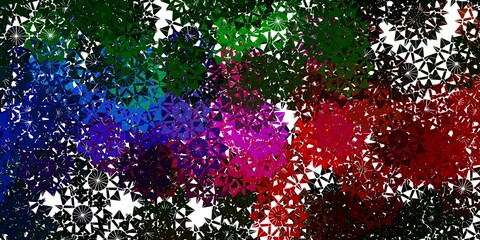 Light Pink, Green vector template with ice snowflakes.