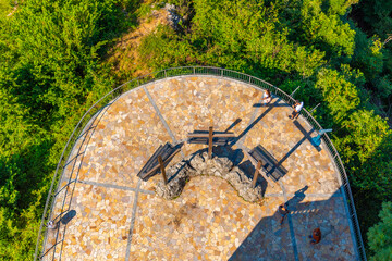 Three crosses viewpoint over lake Como in Italy