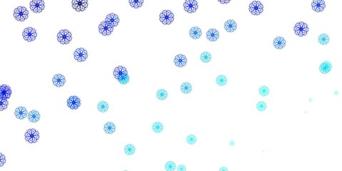 Fototapeta na wymiar Light BLUE vector doodle pattern with flowers.