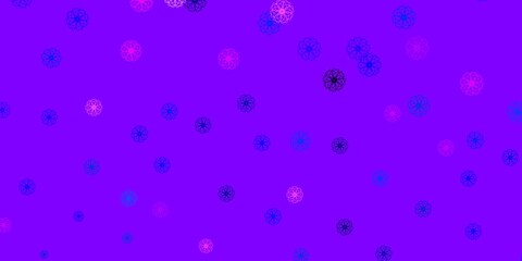 Light Pink, Blue vector doodle background with flowers.