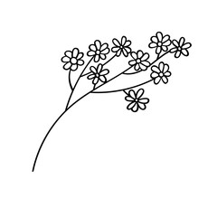 Botanical vector illustration of a chamomile. Ink drawing in Doodle style. Isolated object on a white background. Decorative element for spring and summer design, wedding, vignettes.
