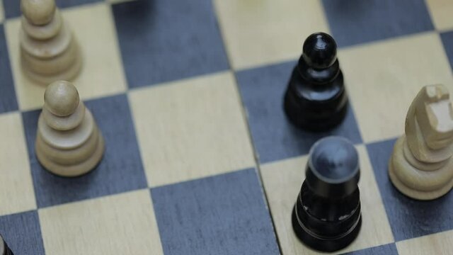 Closeup of two-man playing chess