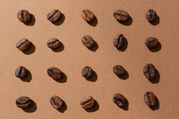Coffee beans arranged symmetrically