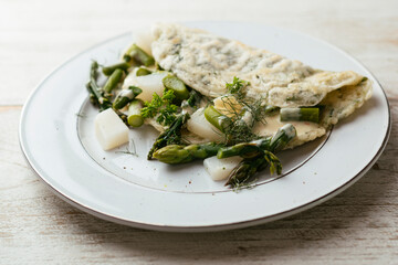 Vegan Herbed Crepes with Spring Turnips and Asparagus