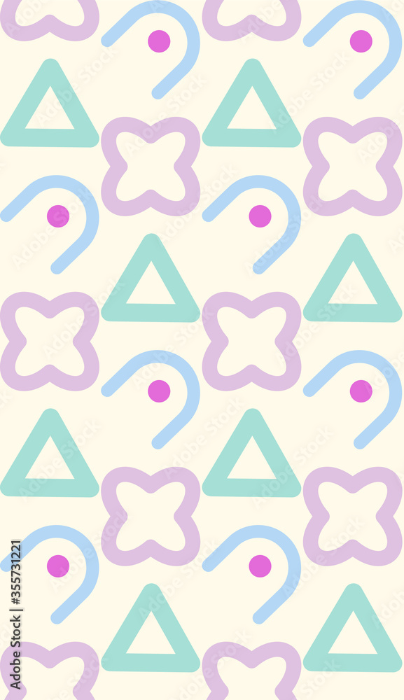 Poster Summer theme in vibrant and colorful colors. square and zigzag pattern. Seamless pattern. Background image.
